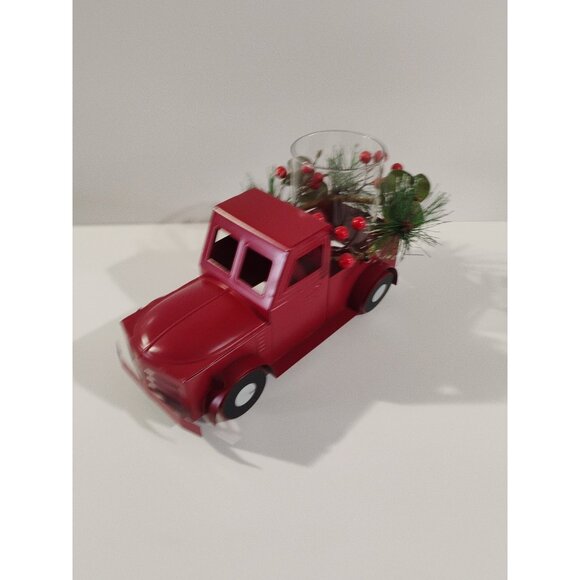 Holiday Time Christmas Farm Truck Hurricane Candle Holder, Red New - Picture 5 of 16